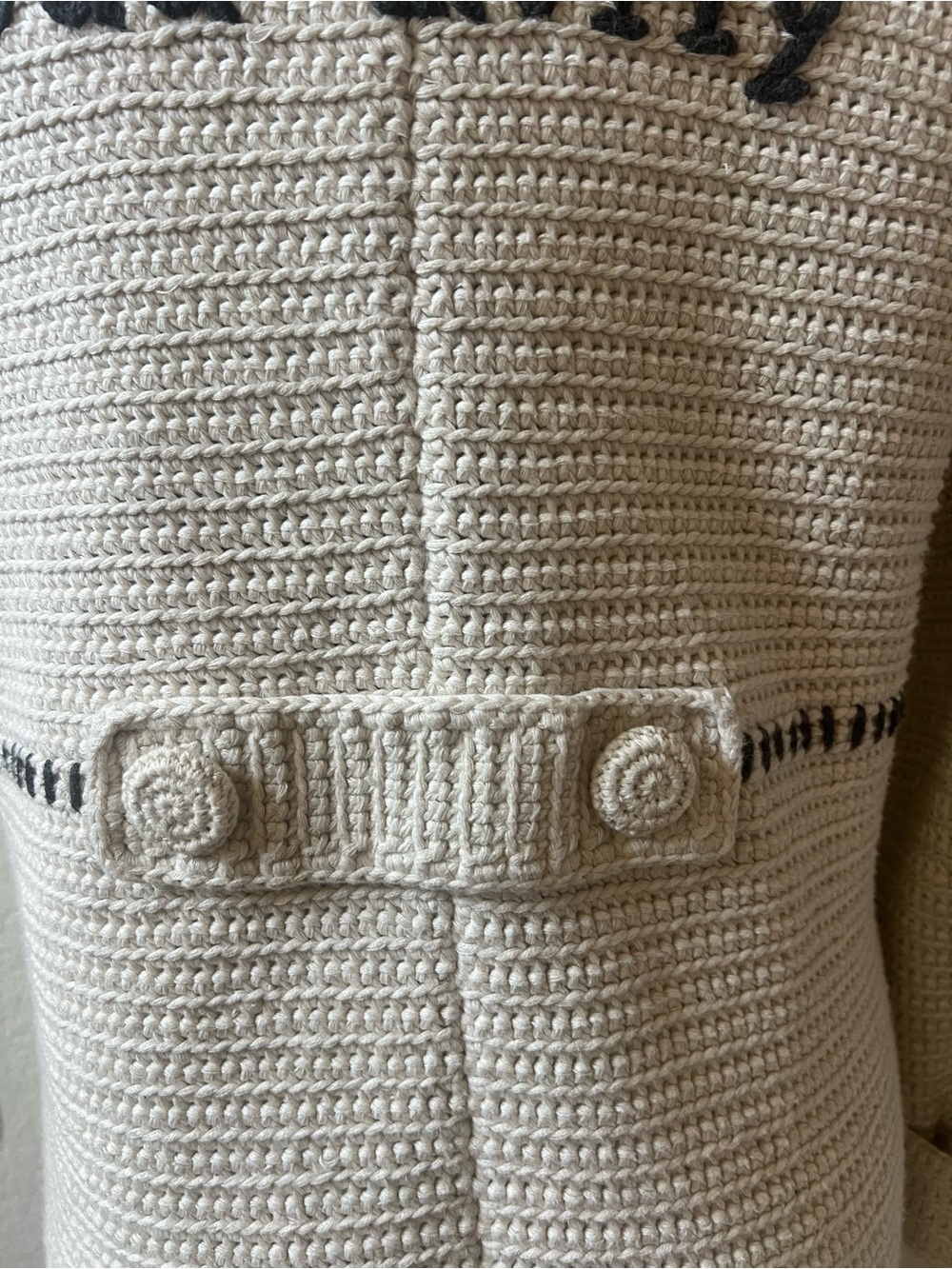 Odd Molly Cream Crochet Button-Front Women's Sweater Coat GUC Large - Picture 10 of 16